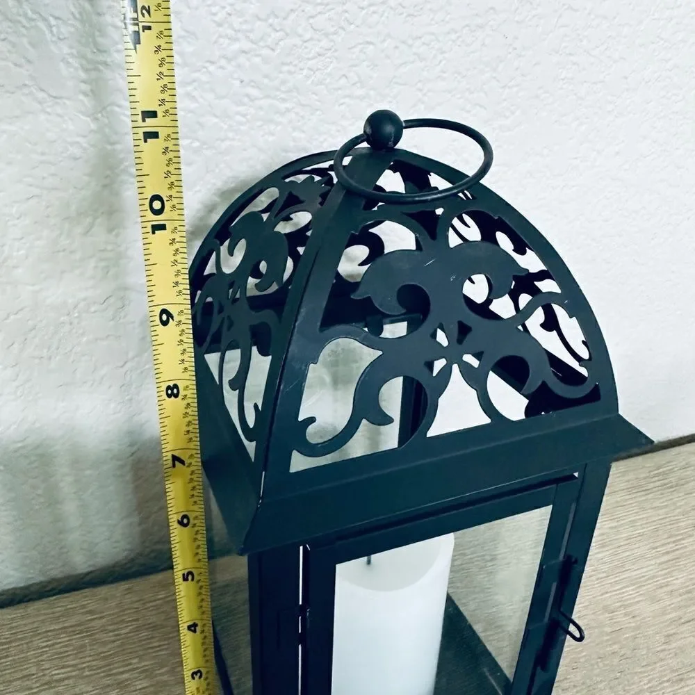 Black Metal Farmhouse Gothic Lantern Candle Holder